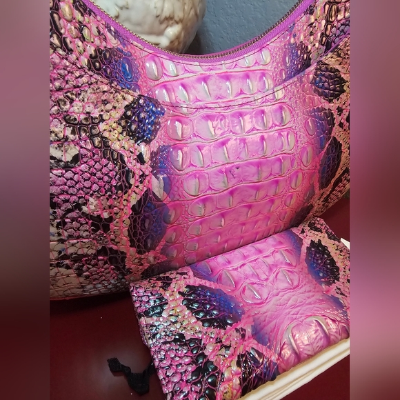 Brahmin Pink Cobra Bekka Shoulder Bag & Veronica Wallet Set NWT - Picture 3 of 16